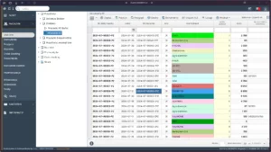 Lista dokumentów przyjęć magazynowych PZ z danymi kontrahentów, datami, ilościami i numerami zleceń w systemie Studio WMS.net.