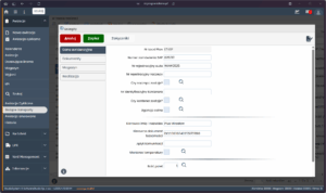 Formularz szczegółów awizacji w systemie VSS.net z danymi kierowcy, pojazdu i transportu.