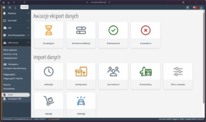 Widok modułu importu i eksportu danych w systemie VSS.net z opcjami zarządzania awizacjami i integracją danych logistycznych.