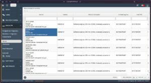 Widok modułu stanów narzędzi w serwisie w systemie Studio TCS.net przedstawiający listę serwisów, indeksów i nazw narzędzi.