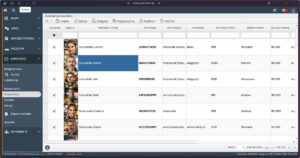 Widok kartoteki pracowników w systemie Studio TCS.net z listą zatrudnionych osób, stanowiskami i miejscowościami.