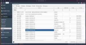 Widok kartoteki obiektów w systemie Studio TCS.net z listą urządzeń technicznych, lokalizacjami i numerami seryjnymi.
