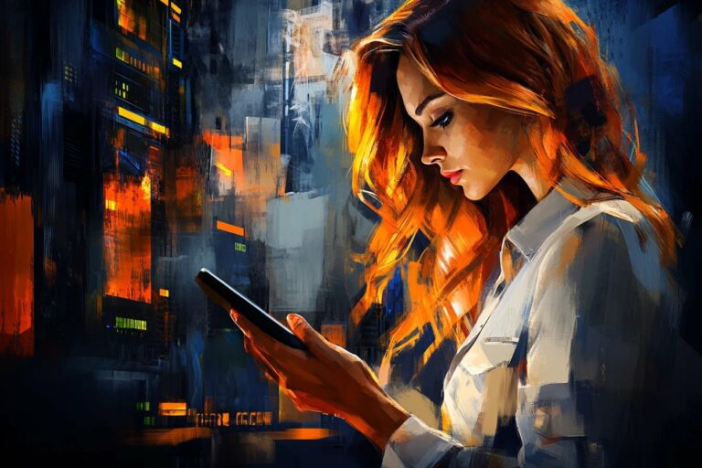 Handlowiec analizuje na smartfonie dane o kliencie dostarczone przez inteligentny asystent CRM ClientMind AI